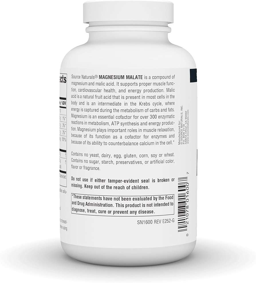 Source Naturals Magnesium Malate, Supports Muscles and Energy Production*, 3750 MG - 200 Capsules - Image 3