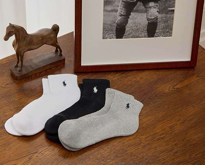 POLO RALPH LAUREN Men's Performance Cotton Quarter Socks - Image 3
