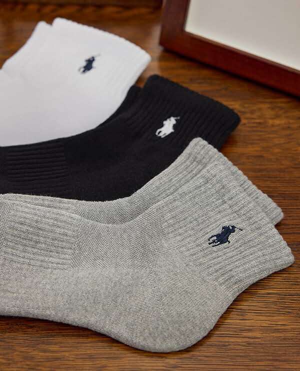 POLO RALPH LAUREN Men's Performance Cotton Quarter Socks - Image 4