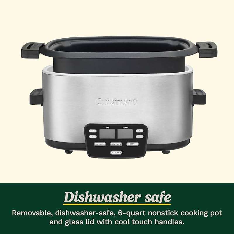 Cuisinart 3-In-1 Cook Central 6-Quart Multi-Cooker: Slow Cooker, Brown/Saute, Steamer, MSC-600 NAS, Silver - Image 6
