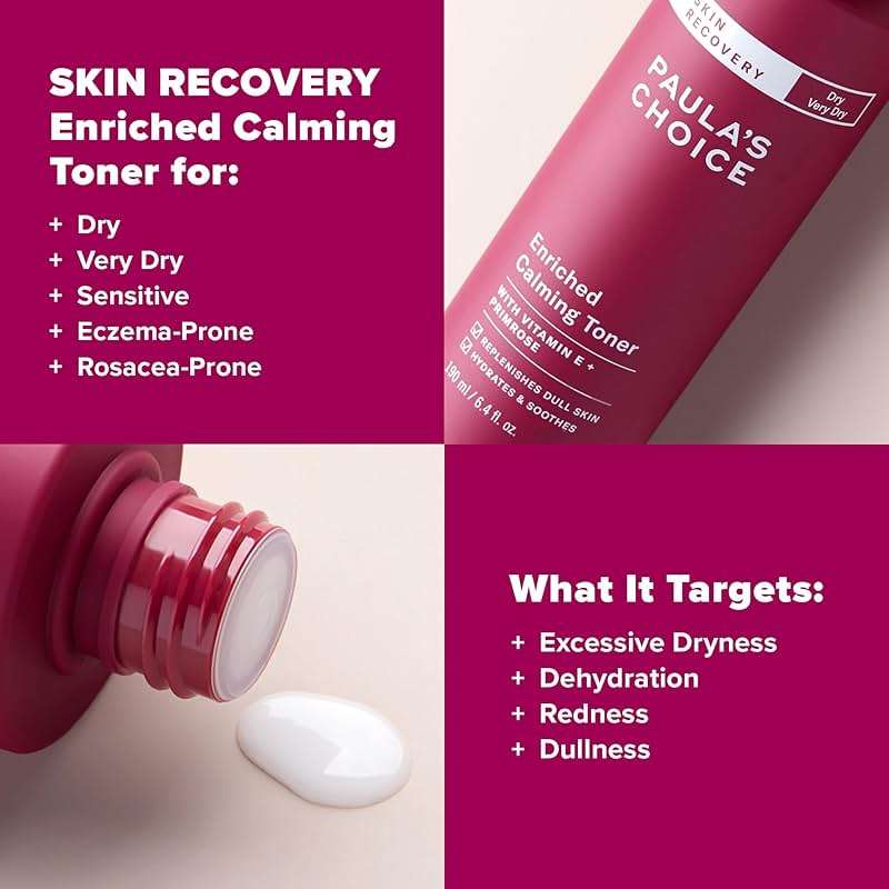 Paula's Choice Skin Recovery Calming Face Toner, Toner for Face with Hyaluronic Acid, Vitamin E & Primrose, Hydrates, Replenishes & Soothes Skin, Dry & Sensitive Skin, Frangrance Free, 6.4oz - Image 4