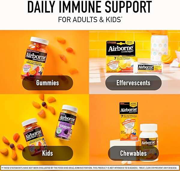 Airborne Citrus Chewable Tablets, 116ct | Immune Support Supplement with 1000mg Vitamin C + Vitamins A, D, E, Zinc,Selenium, & Manganese | Herbal Blend | Gluten Free - Image 8