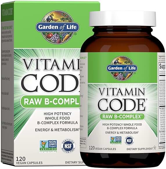 Garden of Life Vitamin B Complex, 120 Vegan Capsules, High Potency Vitamins for Energy & Metabolism with B6, Folate & B12 as Methylcobalamin Plus Probiotics - Product Image