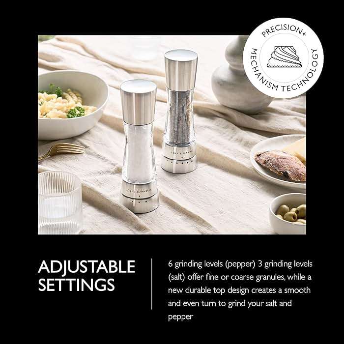 Cole & Mason Derwent Grinder Set - Precision Mechanisms and Sea Salt and Peppercorns - Derwent Salt and Pepper, Stainless Steel - Image 3