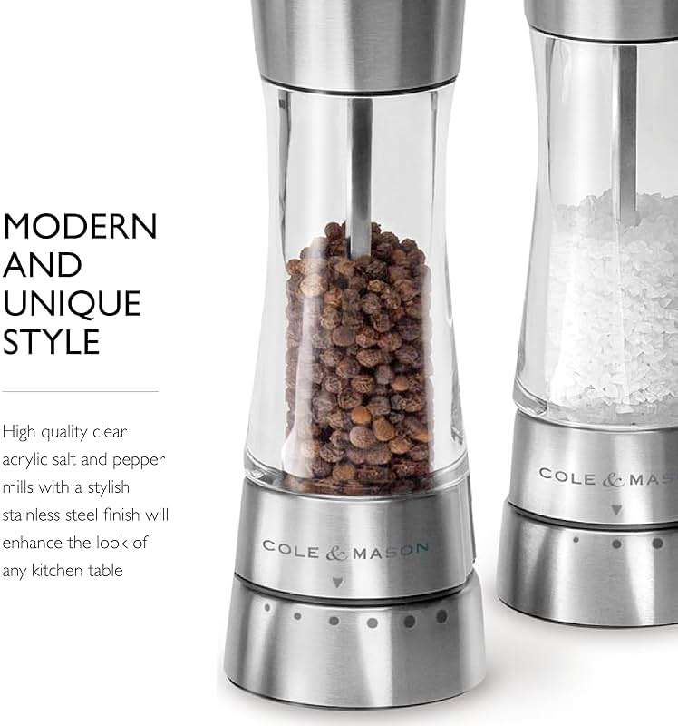 Cole & Mason Derwent Grinder Set - Precision Mechanisms and Sea Salt and Peppercorns - Derwent Salt and Pepper, Stainless Steel - Image 6