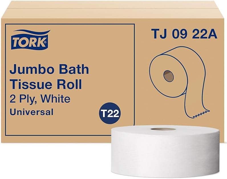 Tork Jumbo Toilet Paper Roll White T22, Universal, 2-ply, 12 x 1000', TJ0922A - Product Image