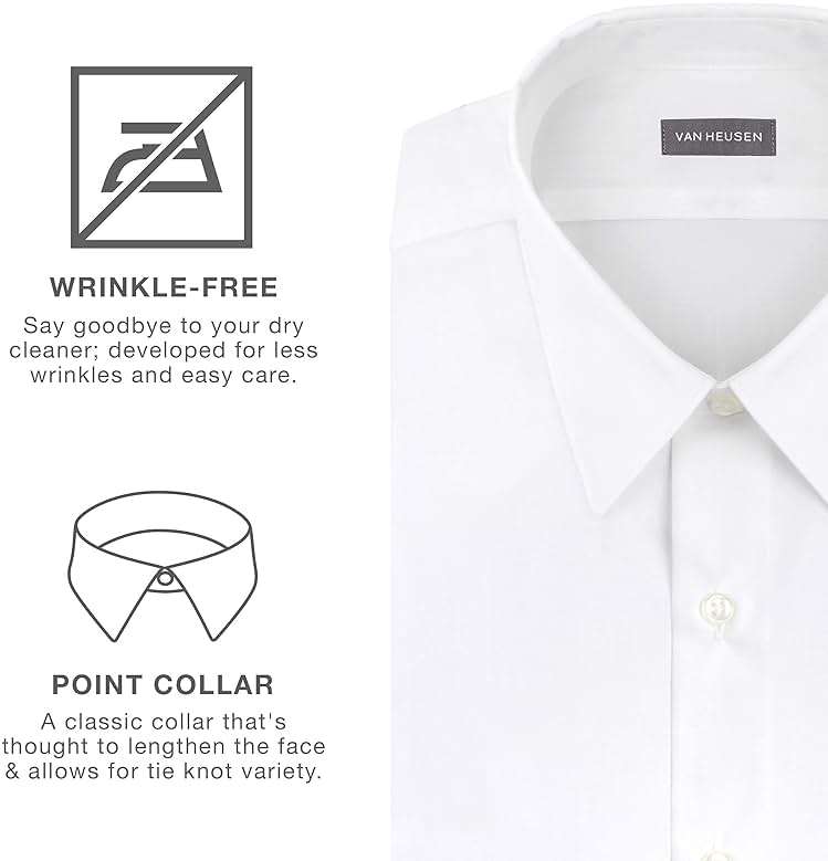 Van Heusen Mens Dress Shirt Regular Fit Poplin Solid - Image 5