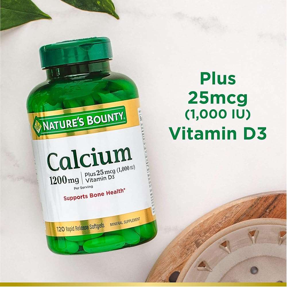 Nature's Bounty Calcium 1200 mg with Vitamin D3 - Bone Health Softgels, Calcium and Vitamin D Supplement, 120 Ct (2-Pack) - Image 5