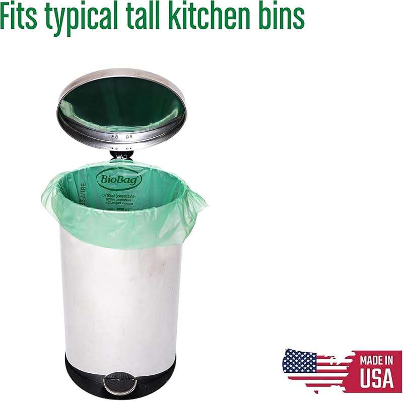 13 Gallon Tall Kitchen Compostable Trash Bags by BioBag, 48 Count, BPI Certified, Meets ASTM D6400 Standards, Made in USA, Food Scrap Bin Liners - Image 2
