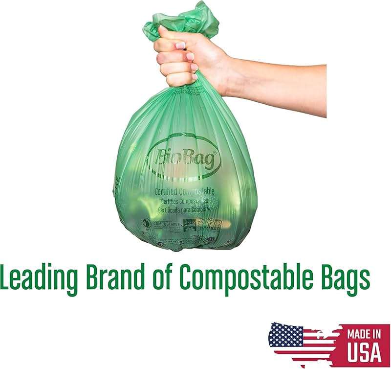 13 Gallon Tall Kitchen Compostable Trash Bags by BioBag, 48 Count, BPI Certified, Meets ASTM D6400 Standards, Made in USA, Food Scrap Bin Liners - Image 3