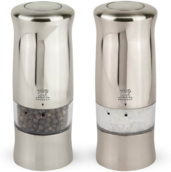 Electric salt and pepper mill duo in stainless steel, 14 cm - Product Image