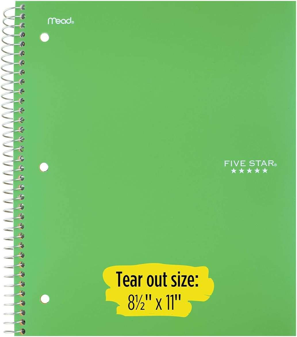 Five Star Spiral Notebooks, 1 Subject, College Ruled Paper, 100 Sheets, 11" x 8-1/2", Color Selected For You, 1 Count (06206) - Image 7