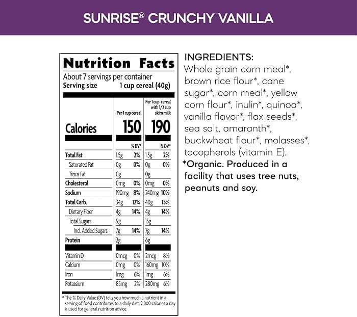 Natures Path, Cereal Sunrise Crunchy Vanilla Gluten Free Organic, 10.6 Ounce - Image 2