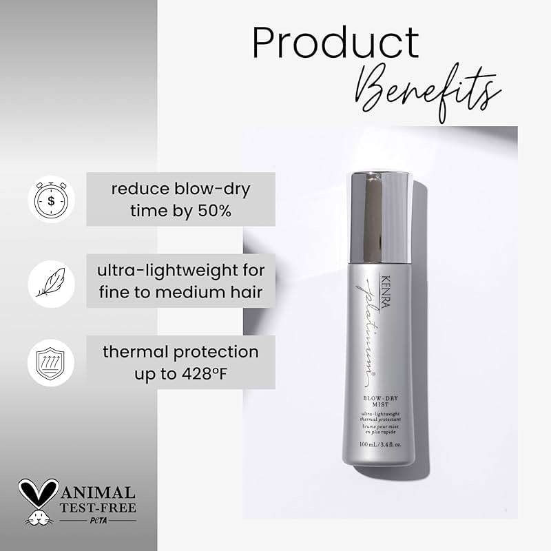 Kenra Platinum Blow-Dry Mist | Ultra-Lightweight Thermal Protectant | Detangles, Smooths, & Softens | Eliminates Frizz & Resists Humidity | Fine To Medium Hair - Image 2