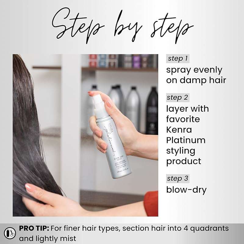 Kenra Platinum Blow-Dry Mist | Ultra-Lightweight Thermal Protectant | Detangles, Smooths, & Softens | Eliminates Frizz & Resists Humidity | Fine To Medium Hair - Image 4