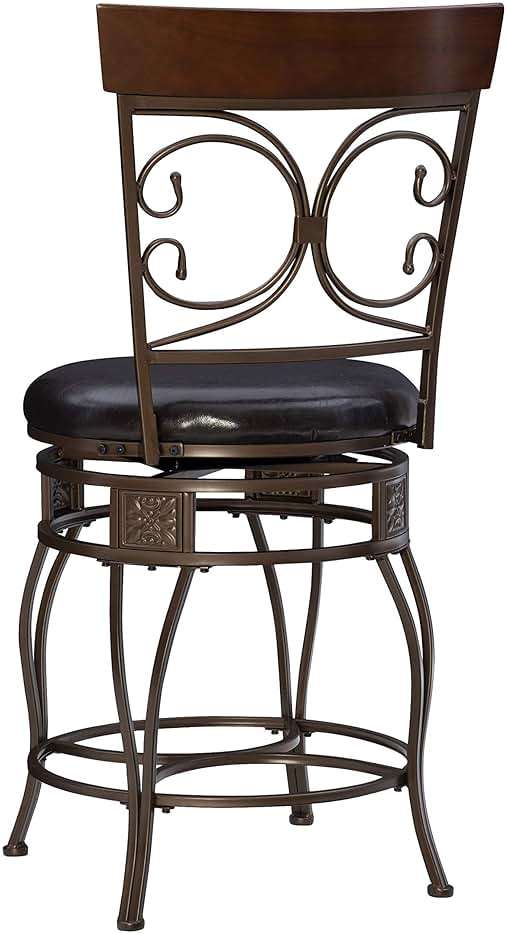 Powell Big and Tall Back Scroll Stool, Counter Height, Dark Bronze/Brown - Image 12