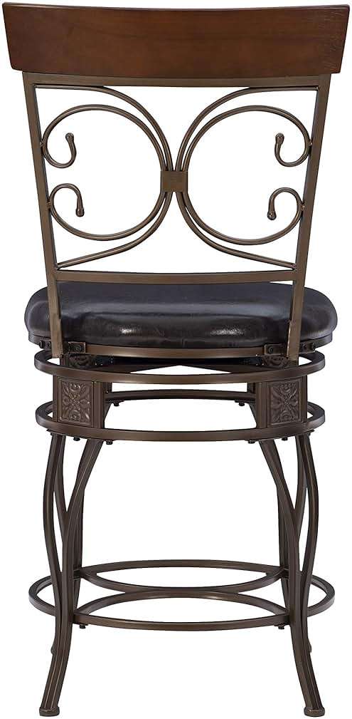 Powell Big and Tall Back Scroll Stool, Counter Height, Dark Bronze/Brown - Image 13