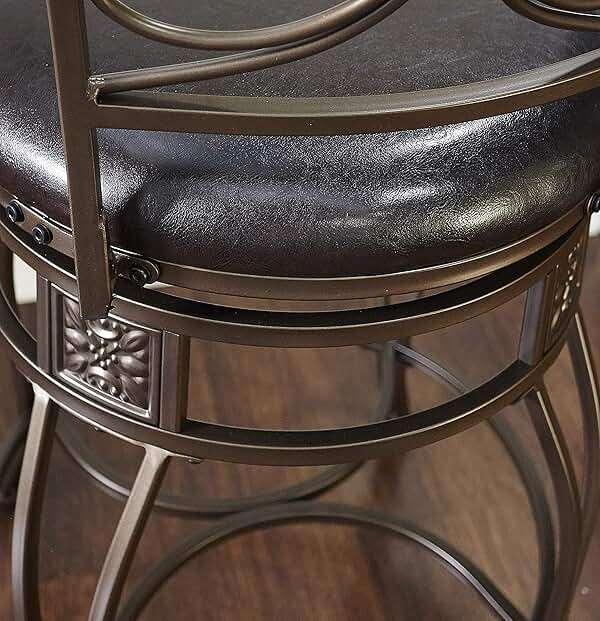 Powell Big and Tall Back Scroll Stool, Counter Height, Dark Bronze/Brown - Image 14