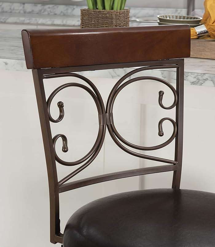 Powell Big and Tall Back Scroll Stool, Counter Height, Dark Bronze/Brown - Image 16