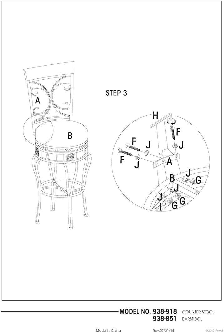 Powell Big and Tall Back Scroll Stool, Counter Height, Dark Bronze/Brown - Image 20