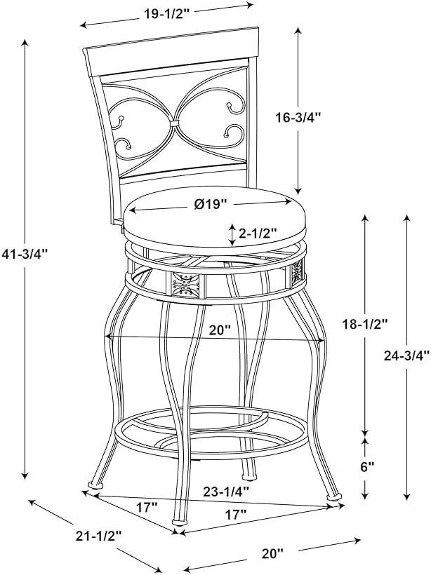 Powell Big and Tall Back Scroll Stool, Counter Height, Dark Bronze/Brown - Image 21