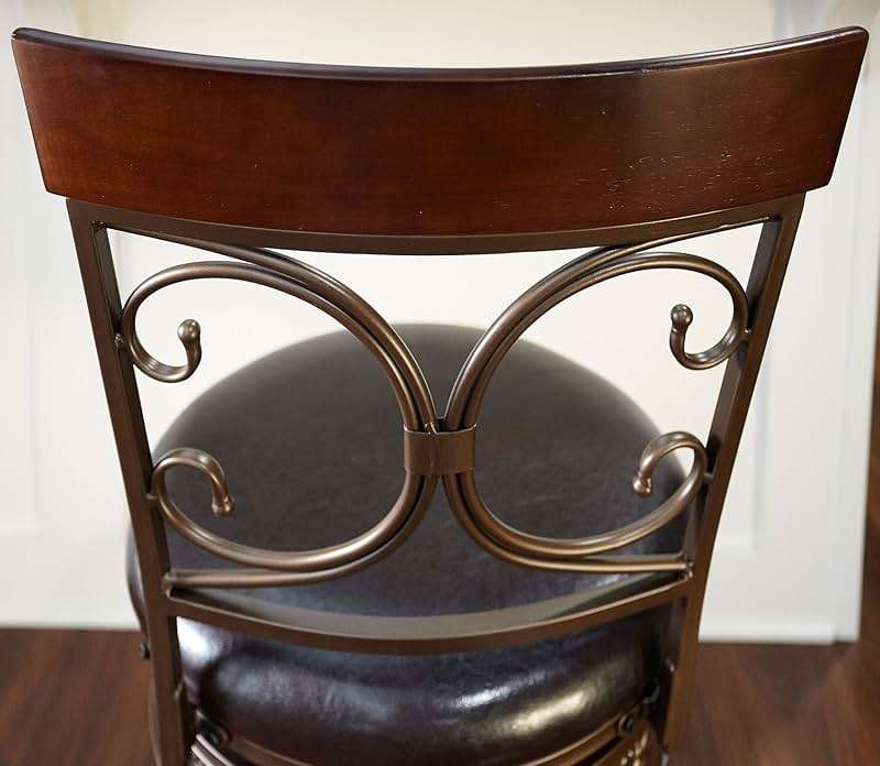 Powell Big and Tall Back Scroll Stool, Counter Height, Dark Bronze/Brown - Image 4