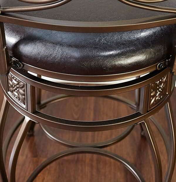 Powell Big and Tall Back Scroll Stool, Counter Height, Dark Bronze/Brown - Image 5