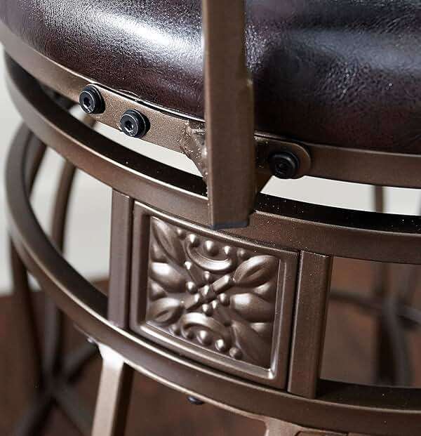 Powell Big and Tall Back Scroll Stool, Counter Height, Dark Bronze/Brown - Image 6