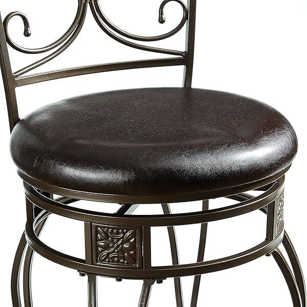 Powell Big and Tall Back Scroll Stool, Counter Height, Dark Bronze/Brown - Image 8