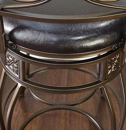 Powell Big and Tall Back Scroll Stool, Counter Height, Dark Bronze/Brown - Image 9