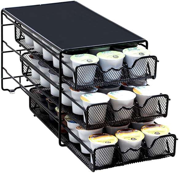 Deco Brothers 3 Tier K-Cup Holder Drawer for 54 Coffee Pods Storage, Black - Image 1