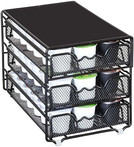 Deco Brothers 3 Tier K-Cup Holder Drawer for 54 Coffee Pods Storage, Black - Image 2