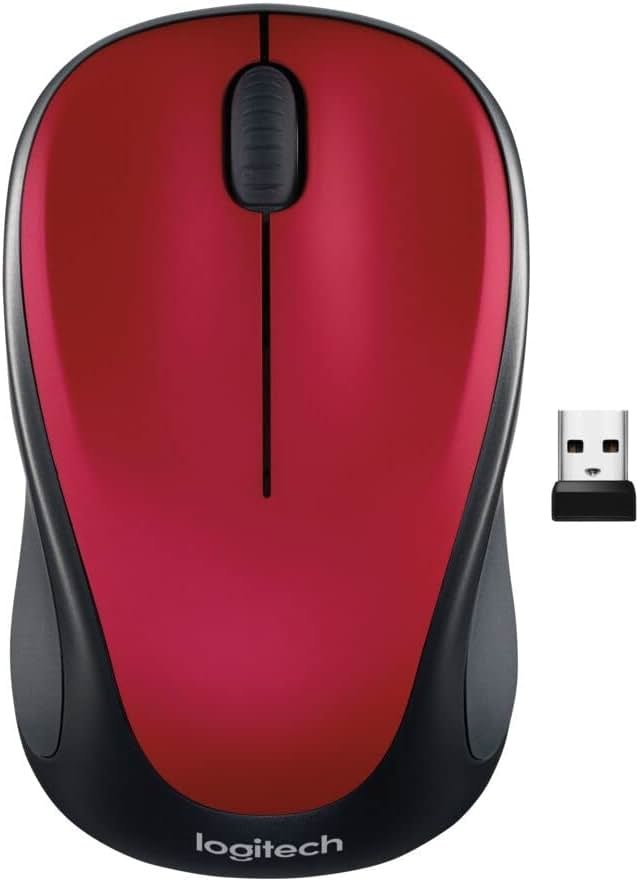 Logitech M317 Wireless Mouse, 2.4 GHz with USB Receiver, 1000 DPI Optical Tracking, 12 Month Battery, Compatible with PC, Mac, Laptop, Chromebook - Red - Product Image