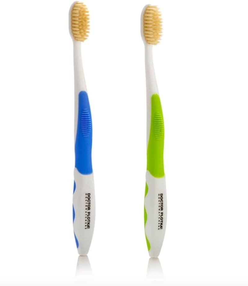 MOUTHWATCHERS Soft Flossing Manual Toothbrush for Adults, 2 Pack, Ultra Clean, Good for Sensitive Teeth and Gums, By Dr. Plotka's, Colors May Vary - Product Image
