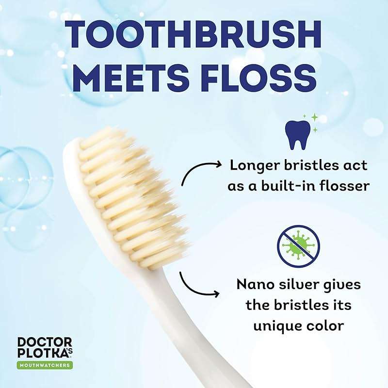 MOUTHWATCHERS Soft Flossing Manual Toothbrush for Adults, 2 Pack, Ultra Clean, Good for Sensitive Teeth and Gums, By Dr. Plotka's, Colors May Vary - Image 2