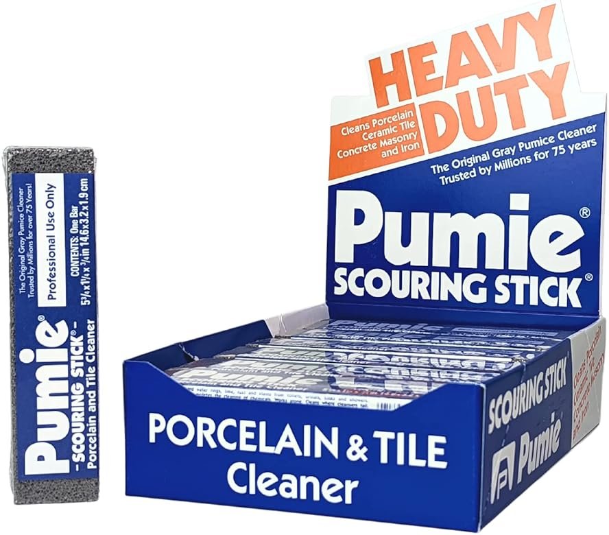 PUMIE Pumice Scouring Stick for Cleaning Toilet Rings Stain & Hard Water Rings, Extra Strong Heavy Duty Pumice Stone for Toilet Cleaning, Rust, Grills, Tough Bathroom, Ovens, Pools & Tubs - Pack of 12 - Product Image