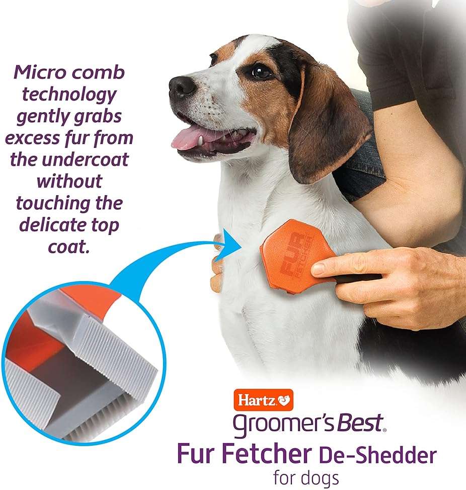 Hartz Groomer's Best Fur Fetcher De-Shedder Dog Brush,Black - Image 4