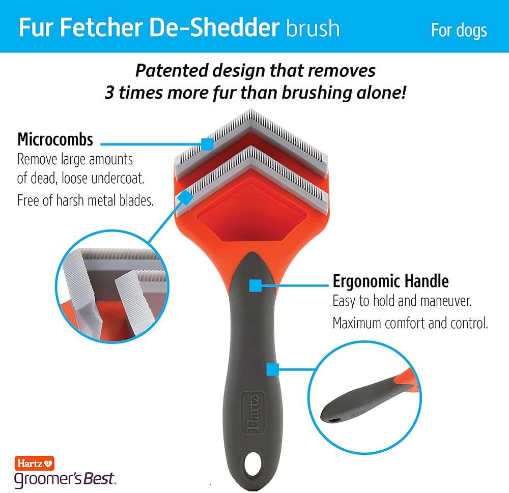 Hartz Groomer's Best Fur Fetcher De-Shedder Dog Brush,Black - Image 5