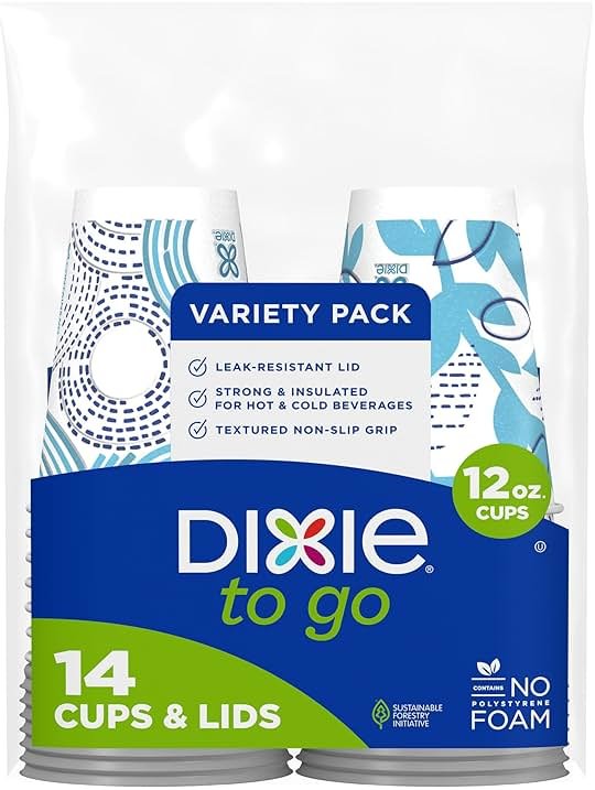 Dixie To Go Paper Coffee Cups With Lids, 12 oz, 14 ct, Disposable Insulated Paper Cups for On-The-Go Hot or Cold Beverages | Medium - Product Image