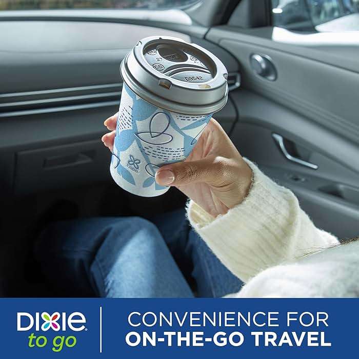 Dixie To Go Paper Coffee Cups With Lids, 12 oz, 14 ct, Disposable Insulated Paper Cups for On-The-Go Hot or Cold Beverages | Medium - Image 5