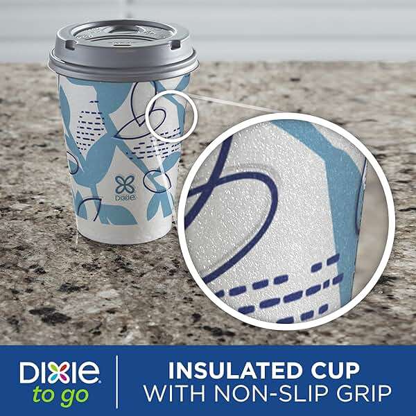 Dixie To Go Paper Coffee Cups With Lids, 12 oz, 14 ct, Disposable Insulated Paper Cups for On-The-Go Hot or Cold Beverages | Medium - Image 6