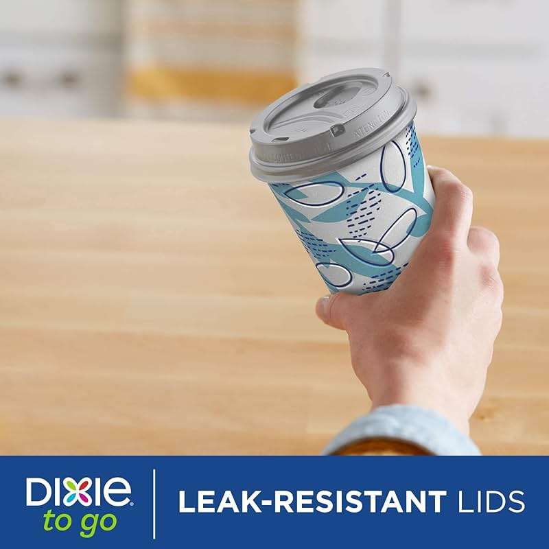 Dixie To Go Paper Coffee Cups With Lids, 12 oz, 14 ct, Disposable Insulated Paper Cups for On-The-Go Hot or Cold Beverages | Medium - Image 7
