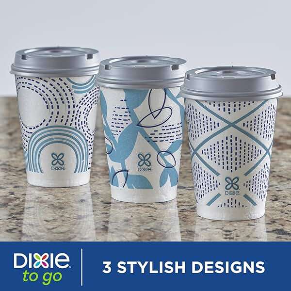 Dixie To Go Paper Coffee Cups With Lids, 12 oz, 14 ct, Disposable Insulated Paper Cups for On-The-Go Hot or Cold Beverages | Medium - Image 10