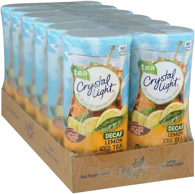 Crystal Light Decaf Lemon Iced Tea Naturally Flavored Powdered Drink Mix, 72 ct Pack, 12 Canisters of 6 Pitcher Packets - Image 11