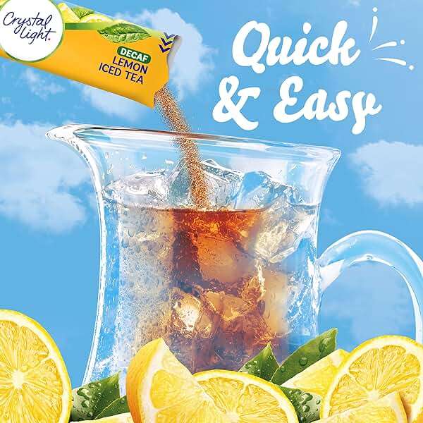 Crystal Light Decaf Lemon Iced Tea Naturally Flavored Powdered Drink Mix, 72 ct Pack, 12 Canisters of 6 Pitcher Packets - Image 5