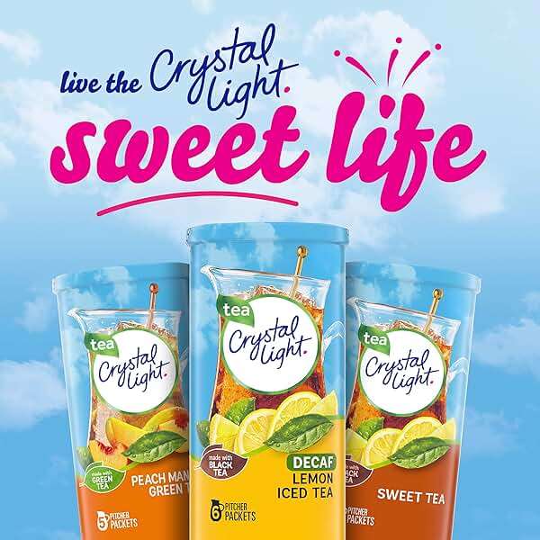 Crystal Light Decaf Lemon Iced Tea Naturally Flavored Powdered Drink Mix, 72 ct Pack, 12 Canisters of 6 Pitcher Packets - Image 10
