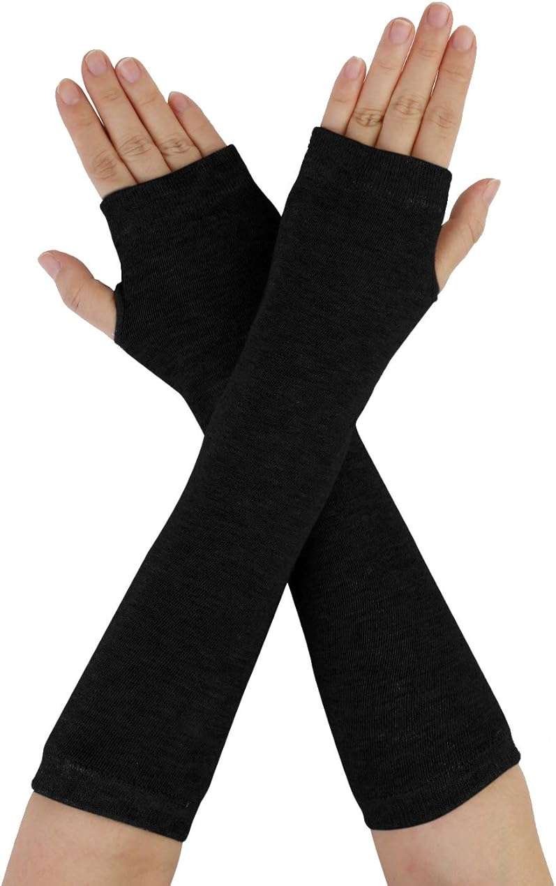 Allegra K Unisex Classic Fashion Stretch Fingerless Arm Warmers Oversleeve - Image 1
