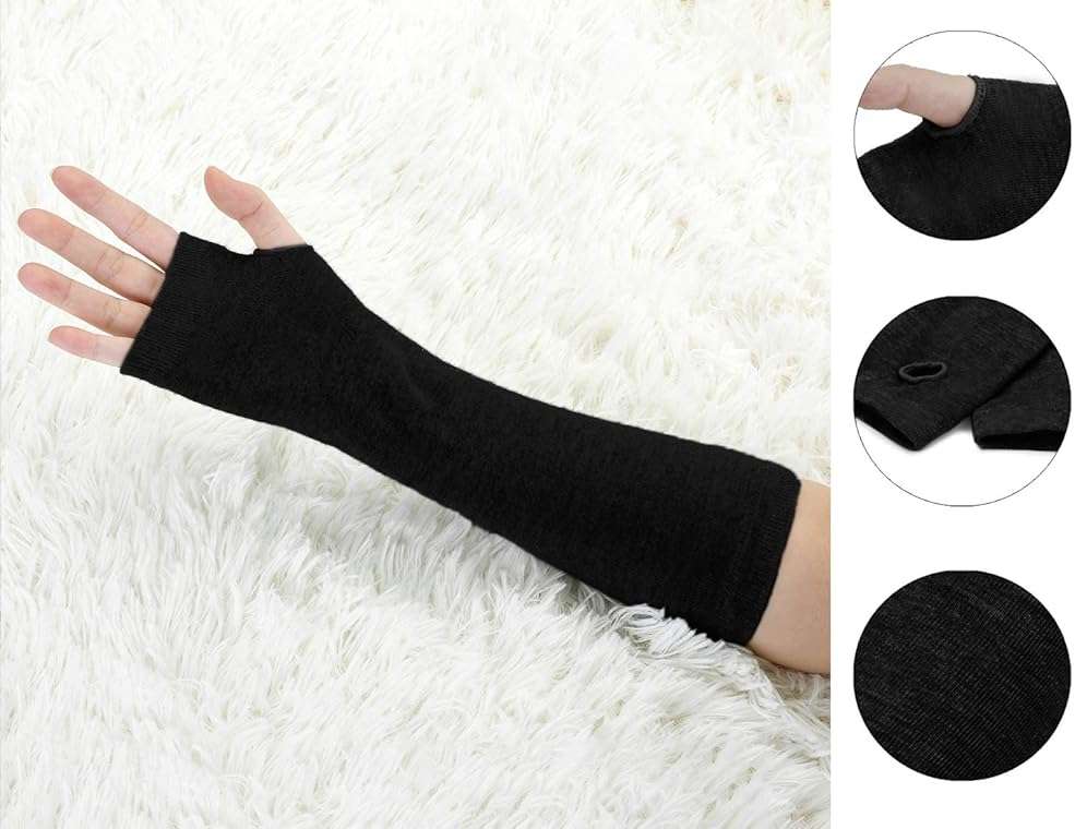 Allegra K Unisex Classic Fashion Stretch Fingerless Arm Warmers Oversleeve - Image 2