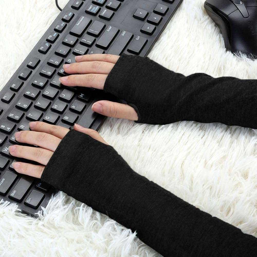 Allegra K Unisex Classic Fashion Stretch Fingerless Arm Warmers Oversleeve - Image 5