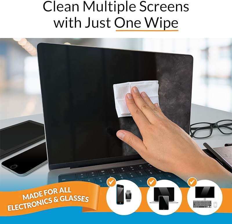 iCloth Large Screen Cleaning Wipes for Electronics, Lint-Free and Streak-Free, Fast-Drying, Removes Dust, Fingerprints, and Smudges (100 Wipes) - Image 3